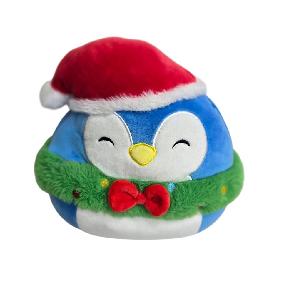 Squishmallows Holiday PUFF 12" Penguin with Christmas Wreath & Hat Plush 2023‎